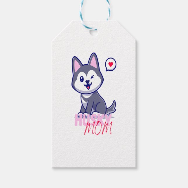 Husky Dog Mama Niedlich Kawaii Welppy Geschenkanhänger (Vorderseite)