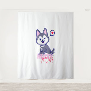 Husky Dog Mama Niedlich Kawaii Welppy Wandteppich