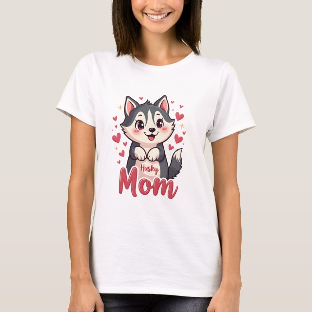 Husky Dog Mom Cute Kawaii Design T-Shirt (Vorderseite)
