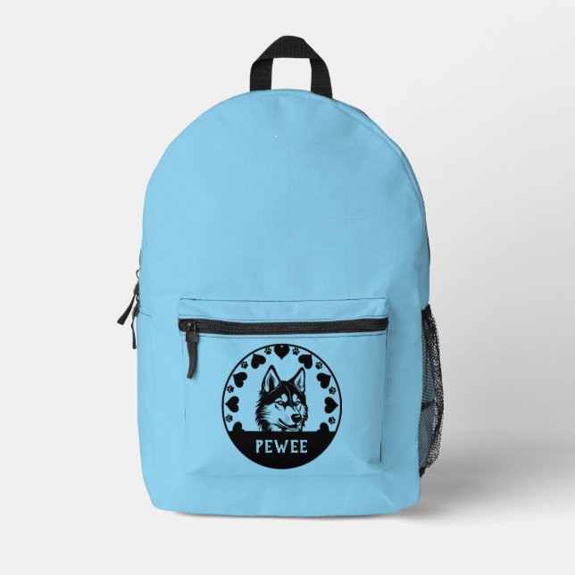 Husky Dog Pet Owner Bedruckter Rucksack (Vorderseite)