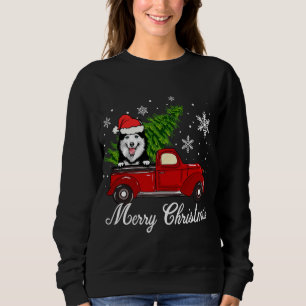 Husky Dog Riding Red Truck Weihnachtsdekorationen Sweatshirt