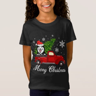 Husky Dog Riding Red Truck Weihnachtsdekorationen  T-Shirt