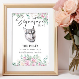 Husky Dog Signature Drink Sign Poster