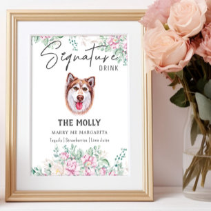 Husky Dog Signature Drink Sign Poster
