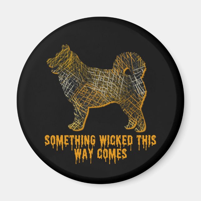 Husky Dog Silhouette Fun Halloween Magnet (Vorne)