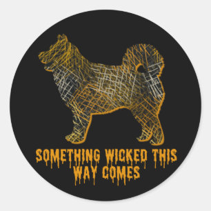 Husky Dog Silhouette Fun Halloween Runder Aufkleber