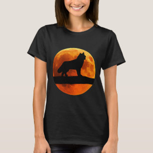 Husky Dog Silhouette Moon Siberian Husky T-Shirt