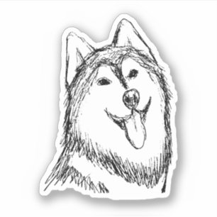 Husky Dog Sketch Aufkleber