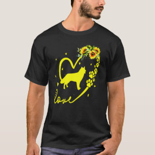 Husky Dog Sonnenblume Herz T-Shirt