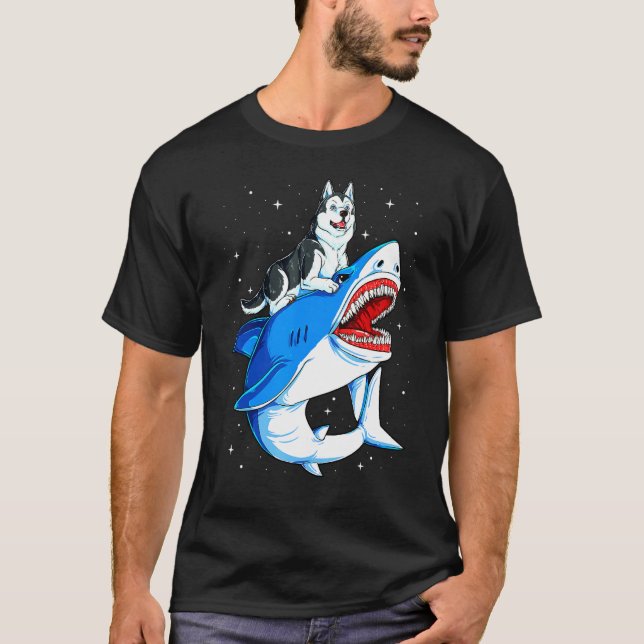 Husky Dog Space Galaxy T-Shirt (Vorderseite)