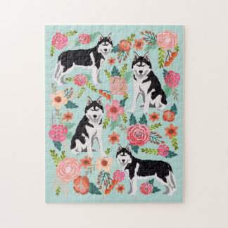 Husky Dog Vintag Florals Puzzle