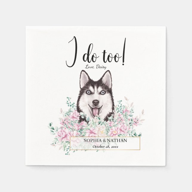 Husky Dog Wedding Cocktail Napkins Serviette (Vorderseite)