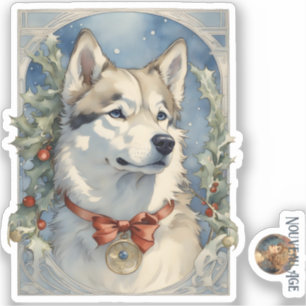 Husky Dog Weihnachtskleber Aufkleber
