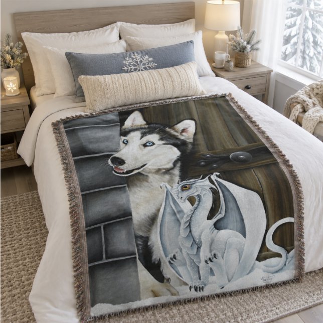 Husky Dog White Dragon Adventure Decke (Von Creator hochgeladen)