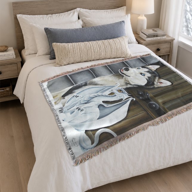 Husky Dog White Dragon Adventure Decke (Von Creator hochgeladen)