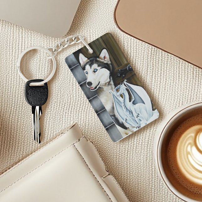 Husky Dog White Dragon Adventure Schlüsselanhänger (Von Creator hochgeladen)