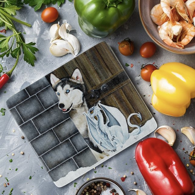 Husky Dog White Dragon Adventure Schneidebrett (Von Creator hochgeladen)