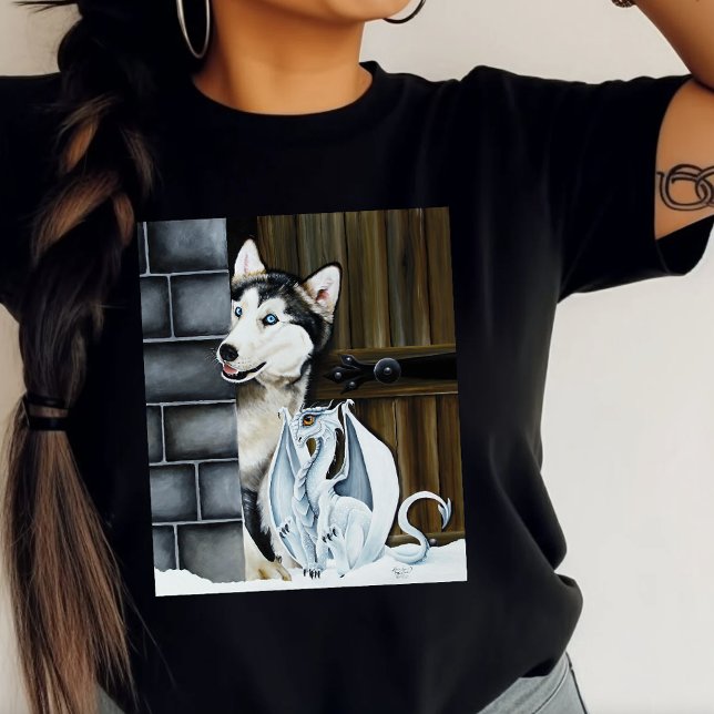 Husky Dog White Dragon Adventure T-Shirt (Von Creator hochgeladen)