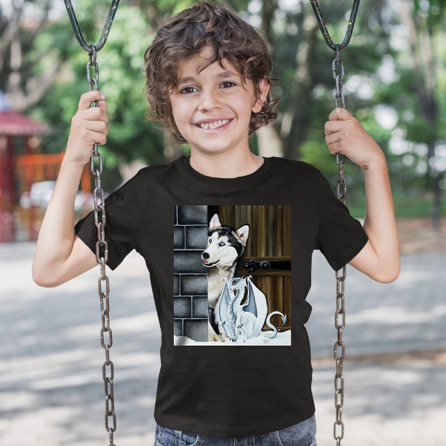 Husky Dog White Dragon Adventure T-Shirt (Von Creator hochgeladen)