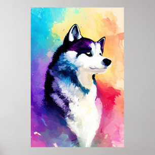Husky Dog Wild Nature Animal Color Art Malerei Poster