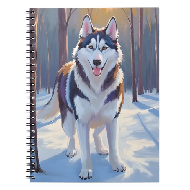 Husky | Dog Winter Watercolor Pet Painting Notizblock (Vorderseite)