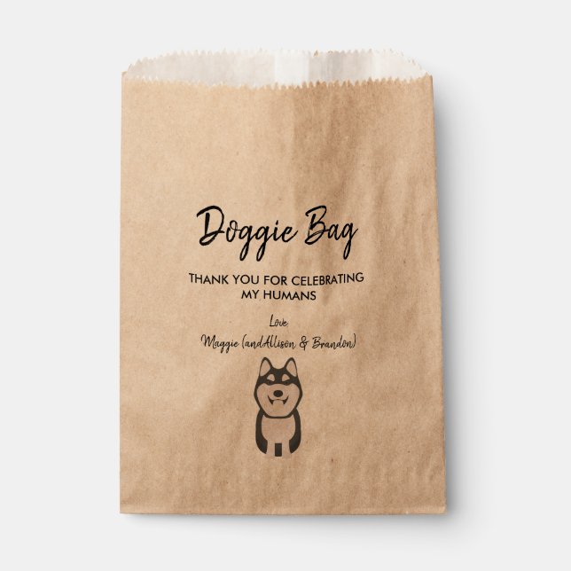Husky Doggie Bag für Hochzeit, Gefälligkeitstasche Geschenktütchen (Vorderseite)