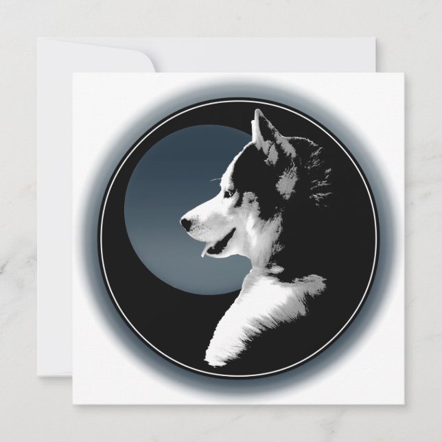 Husky Einladungen Personalisiert Sibirische Husky- (Vorderseite)