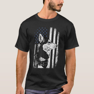Husky erschütterte Vintage Schwarz-Weiß-Flagge der T-Shirt
