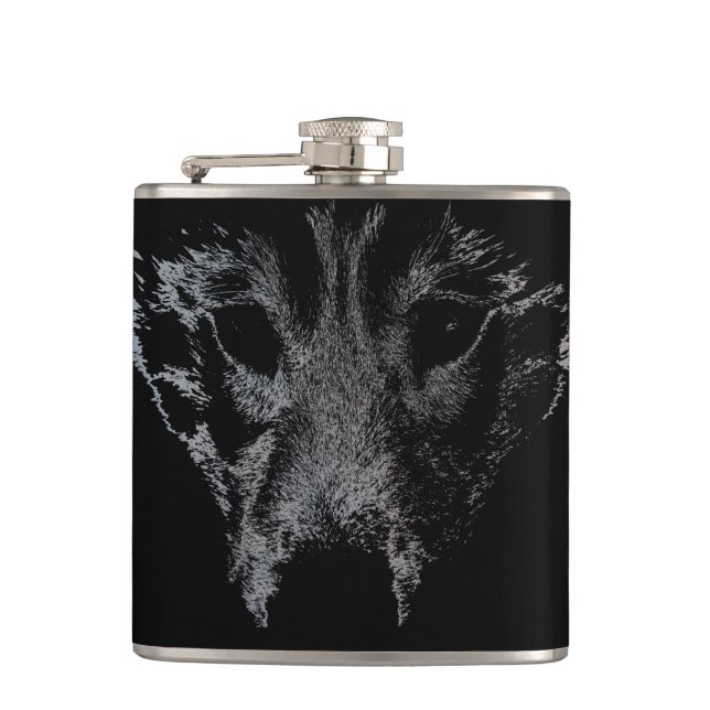 Husky Flask Custom Husky Wolf Pup Drink Flasche Flachmann (Vorderseite)
