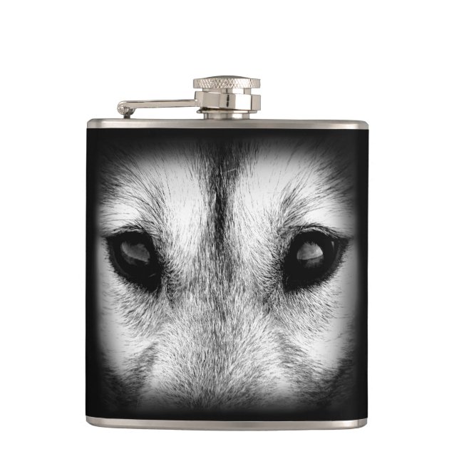 Husky Flask Custom Husky Wolf Pup Drink Flasche Flachmann (Vorderseite)