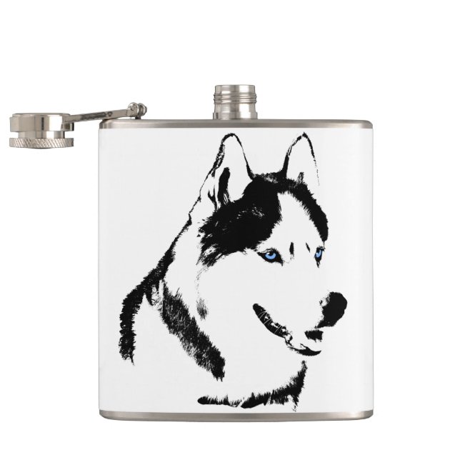 Husky Flask Custom Siberian Husky Drink Flasche Flachmann (Geöffnet)