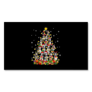 Husky   Funny Siberian Husky Weihnachtsmannmütze W Magnetische Visitenkarte