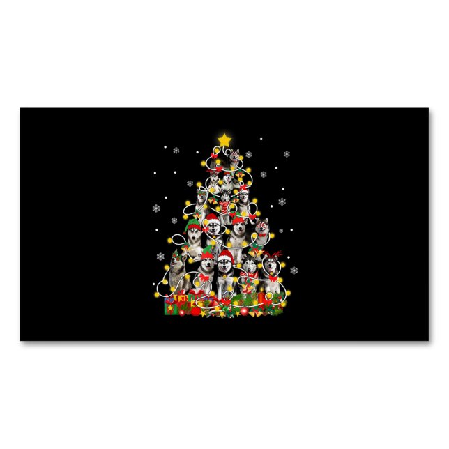 Husky | Funny Siberian Husky Weihnachtsmannmütze W Magnetische Visitenkarte (Vorderseite)