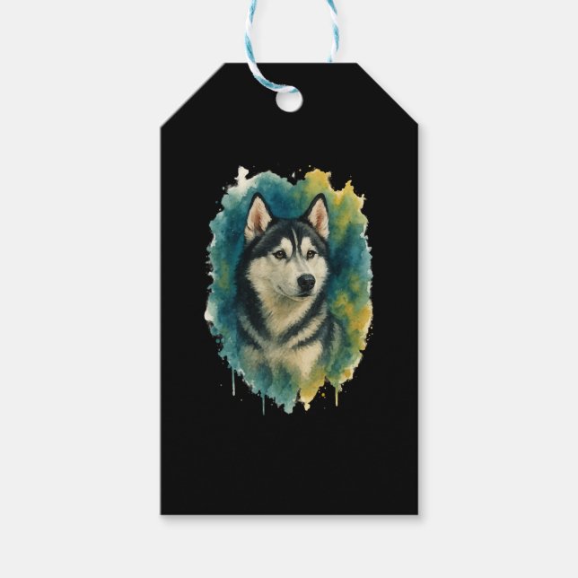 Husky-Geist-Wasserfarben-Majestät Geschenkanhänger (Vorderseite)