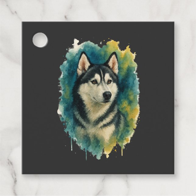 Husky-Geist-Wasserfarben-Majestät Geschenkanhänger (Vorderseite)