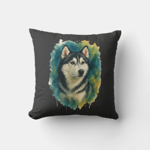 Husky-Geist-Wasserfarben-Majestät Kissen