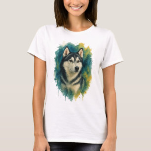 Husky-Geist-Wasserfarben-Majestät T-Shirt