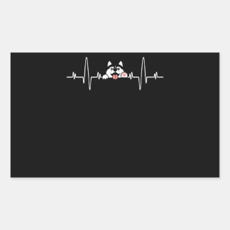 Husky-Geschenk | Cooler sibirischer Husky Heartbea Rechteckiger Aufkleber