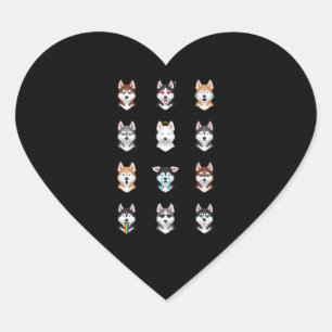 Husky-Geschenk Funny Siberian Husky Emoji Herz-Aufkleber