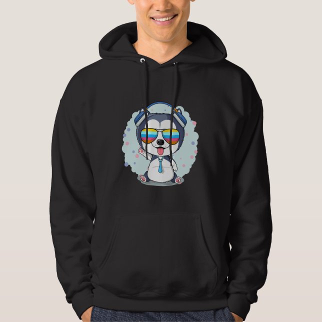 Husky Glasses Boy Style Hoodie (Vorderseite)