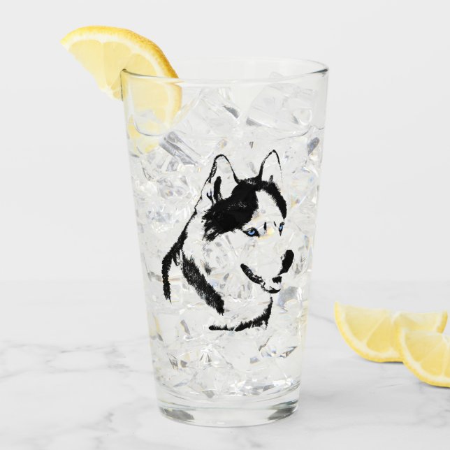 Husky Glasses Siberian Husky Pup Glass Personalize Glas (Vorderseite Ice)