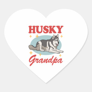 Husky Grandpa Dog Owner Siberian Husky Herz-Aufkleber