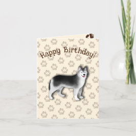 Husky Happy Birthday Hund Footprint Editable Dankeskarte