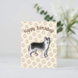 Husky Happy Birthday Hund Footprint Editable Postkarte