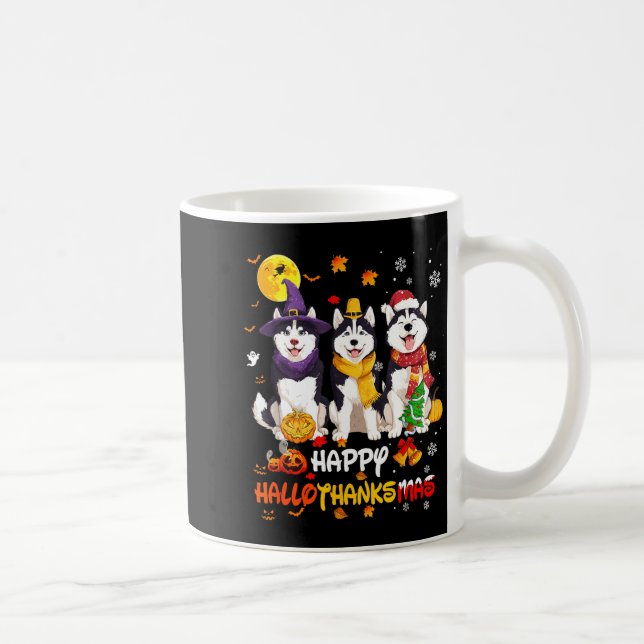 Husky Happy Hallothanksmas Dog Lover Christmas  Kaffeetasse (Rechts)