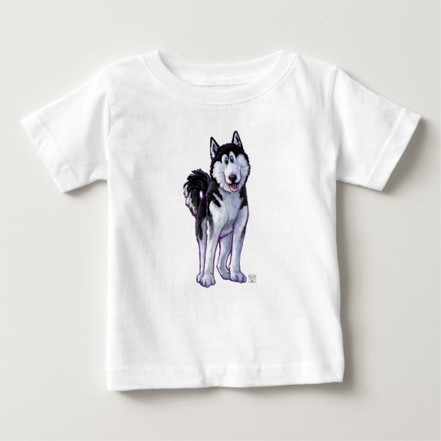 Husky Heads und Schwanz Baby T-shirt (Vorderseite)