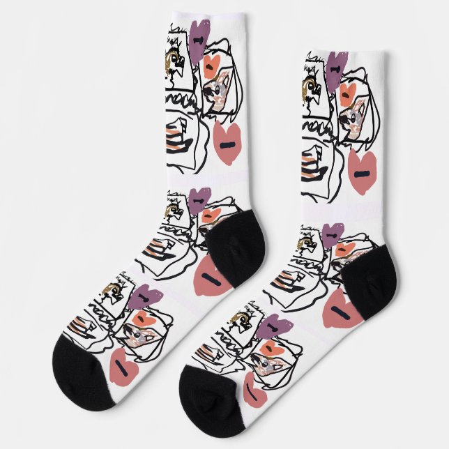 Husky-Herzen  Socken (Linkes Detail)