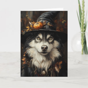 Husky Hexe Halloween Feiertagskarte