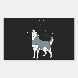 Husky | Howling Siberian Husky Welpen Hund Lover Rechteckiger Aufkleber