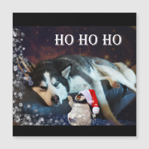 Husky Humbug Christmas Magnetic Card Magnetkarte